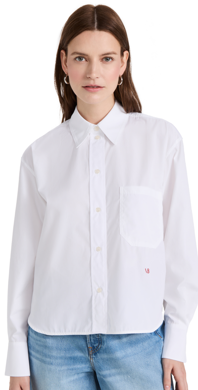 Shop Victoria Beckham Cropped Long Sleeve Shirt In White