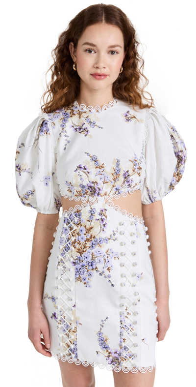 Shop Zimmermann Jude Cutout Mini Dress In Mini Lilac Floral