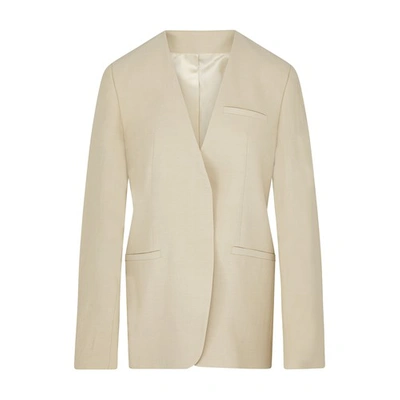 Shop Totême Collarless Suit Blazer In Light Hay