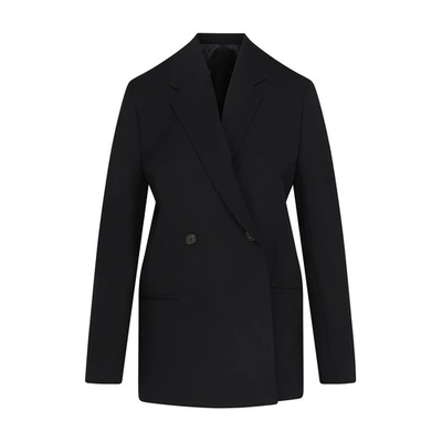 Shop Totême Double Breasted Blazer In Wool In Black