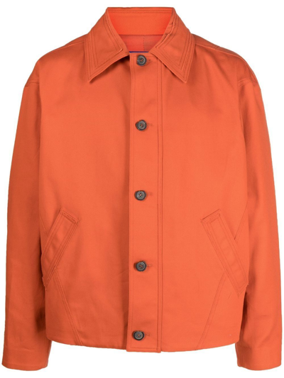Shop Ader Error Classic Collar Shirt Jacket In 橘色