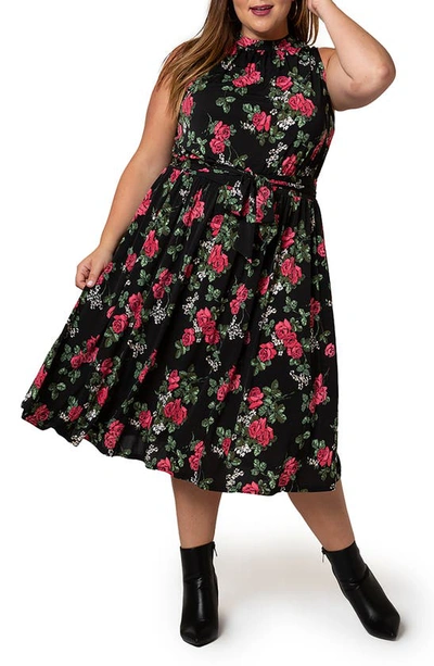 Shop Leota Mindy Tie Waist Midi Dress In Rrbk - Ruby Rose