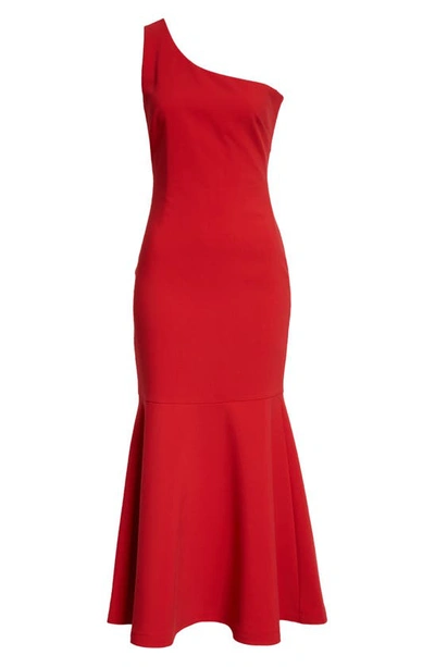 Shop Likely Brighton One-shoulder Gown In Scarlet