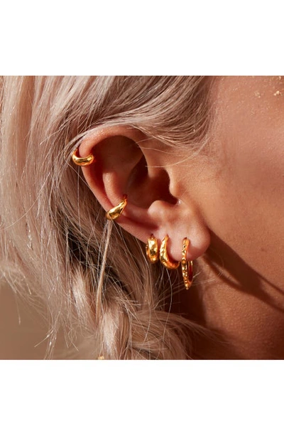 Shop Monica Vinader Siren Mini Huggie Hoop Earrings In Gold Plate