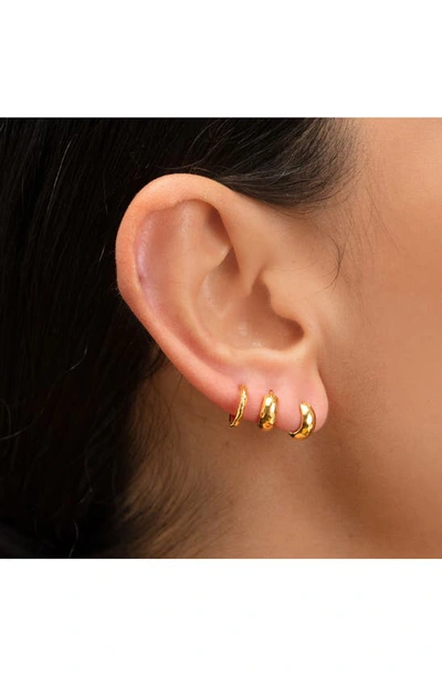 Shop Monica Vinader Siren Mini Huggie Hoop Earrings In Gold Plate