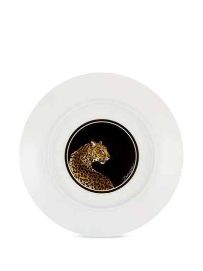 Dolce & Gabbana Set Of Two Leopard-print Bread Plates In White