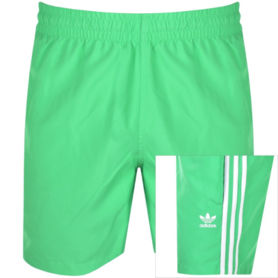 Shop Adidas Originals 3 Stripes Swim Shorts Green