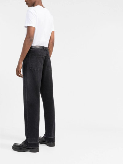 Shop Valentino Logo-patch Straight-leg Jeans In Black