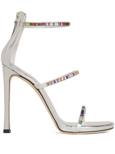 Shop Giuseppe Zanotti Harmony Crystal-embellished 120mm Sandals In Grey