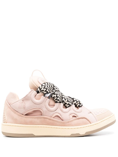 Shop Lanvin Curb Zigzag-laces Sneakers In Pink