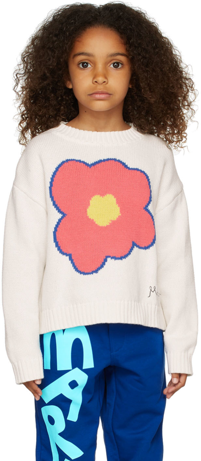 Shop Marni Kids White Flower Sweater In 0m100 White