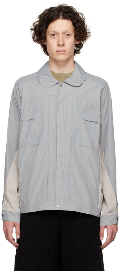 Shop Byborre Gray Nylon Jacket In Grey Multi-colour