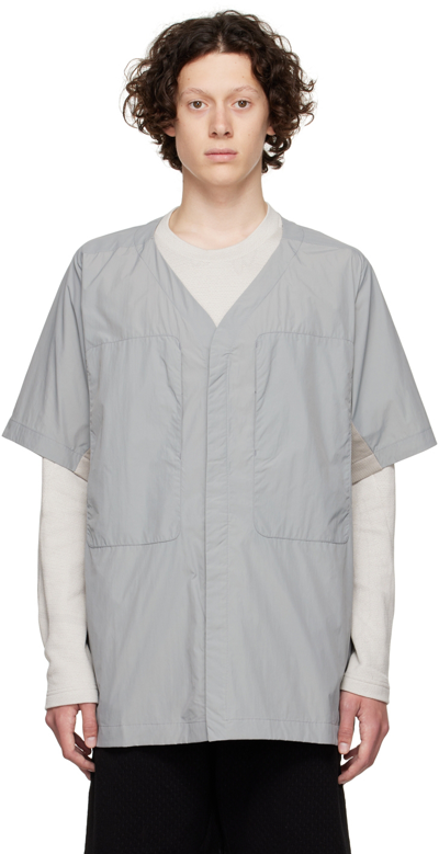 Shop Byborre Gray Nylon Shirt In Grey Multi-colour