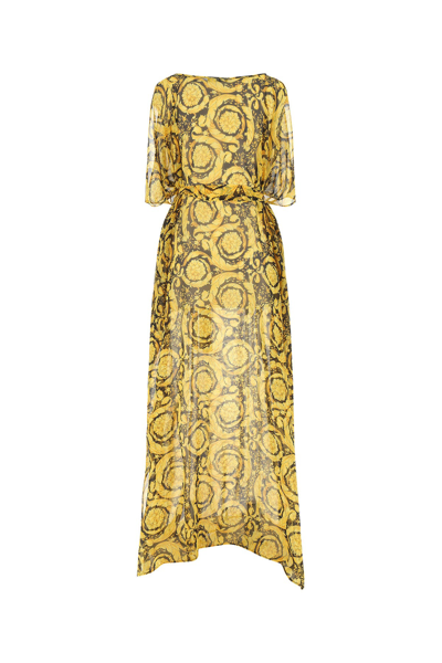 Shop Versace Embroidered Silk Long Dress Nd  Donna Tu