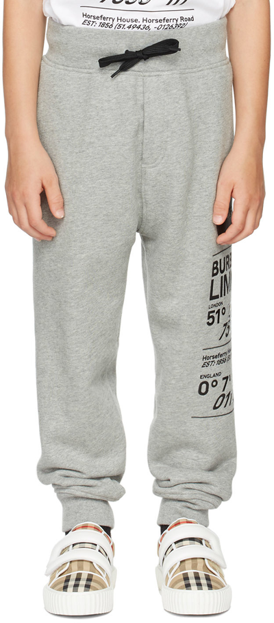 Shop Burberry Kids Gray Joel Lounge Pants In Grey Melange