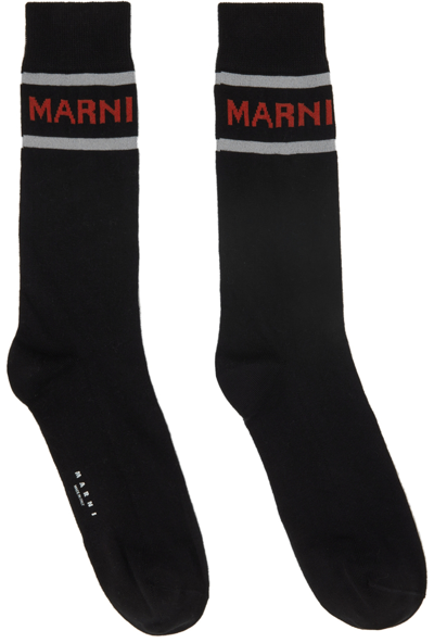 Shop Marni Black Logo Socks In 00n99 Black