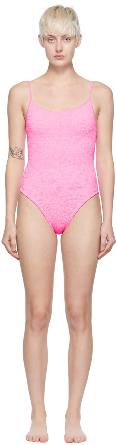 Shop Hunza G Pink Pamela Swimsuit In Bubblegum