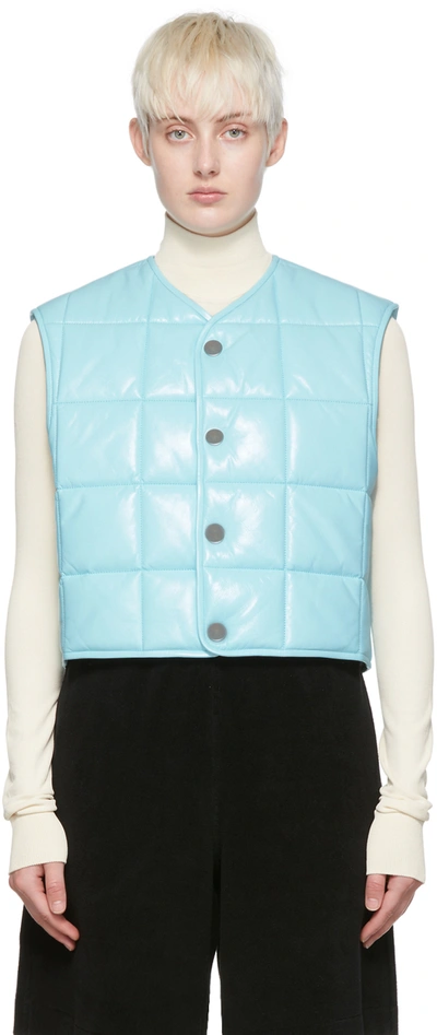 Shop Bottega Veneta Blue Leather Vest In 8955 Pale Blue