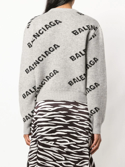 Shop Balenciaga Logo Sweater In Grey