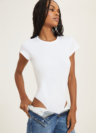 Shop Something Navy Tee Bodysuit In White