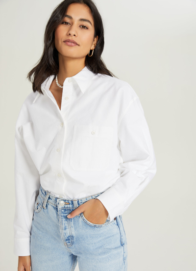 Shop Something Navy Classic Button Up In White