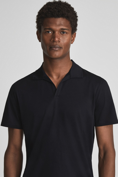 Shop Reiss Jaxx - Navy Mercerised Open Collar Polo T-shirt, Uk X-large