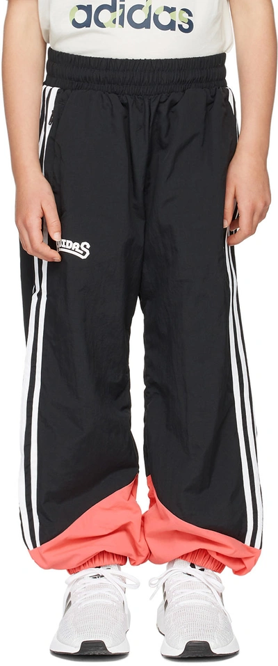 Adidas Originals Kids Black & Pink Woven Track Pants In Black/semi  Turbo/whi | ModeSens
