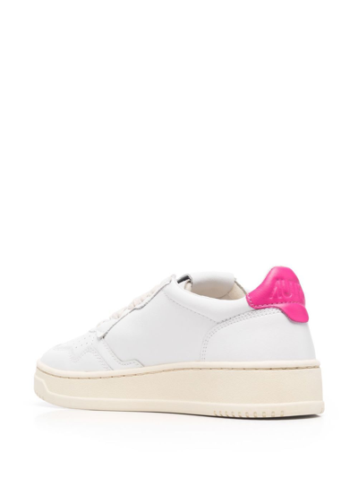 Autry White Logoed Leather Sneakers In White Bubble