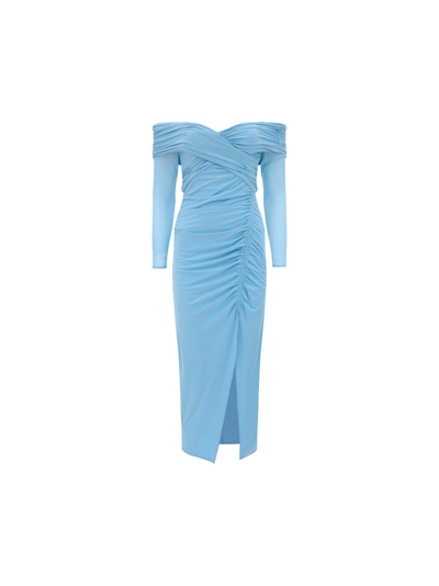 Shop Self-portrait Midi Dress In Light Blue