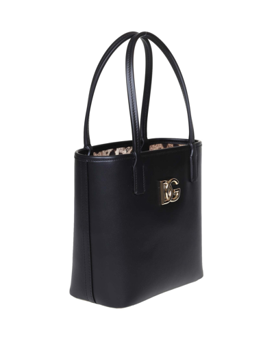 Shop Dolce & Gabbana Fefe Leather Shopping With Dg Logo In Black