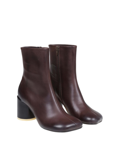 Shop Mm6 Maison Margiela Mm6 Margiella Tabi Ankle Boot In Leather In Chocolate