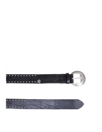 Shop Golden Goose Leather Ranch Belt With Studs In Black