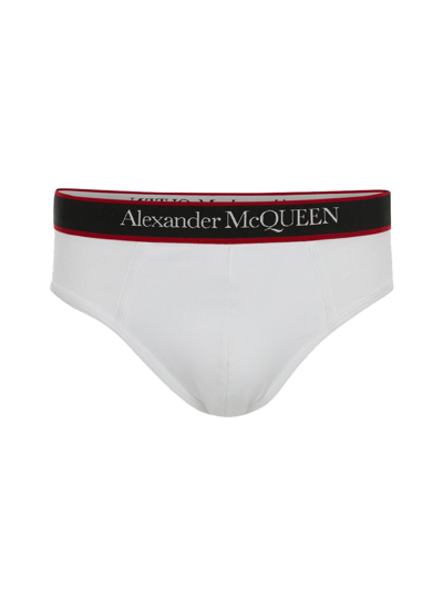 Shop Alexander Mcqueen Un Selvedge Slip In White Red