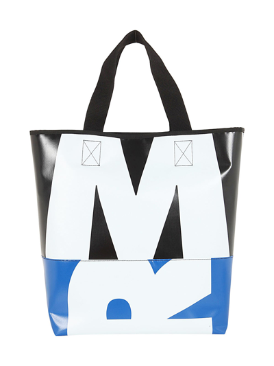 Shop Marni Shopping With Logo In Black Royal White