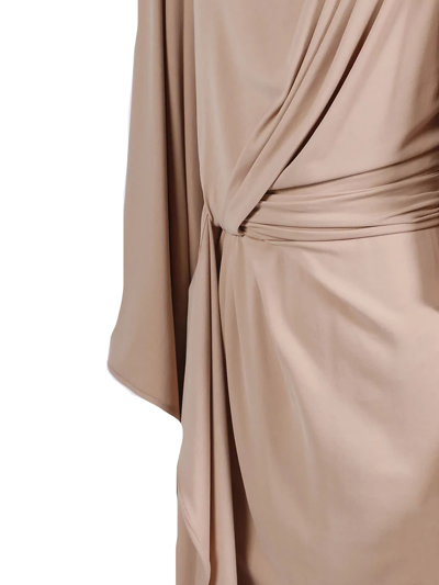 Shop Alberta Ferretti Beige Drapped Dress In Cipria