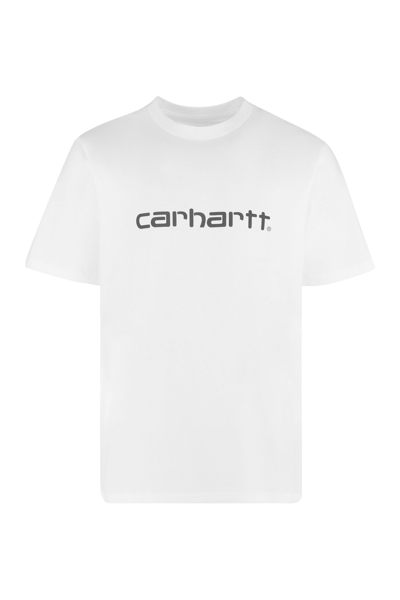 Shop Carhartt Cotton Crew-neck T-shirt In White