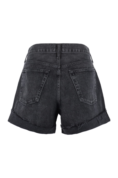 Shop Agolde Parker Denim Shorts In Black