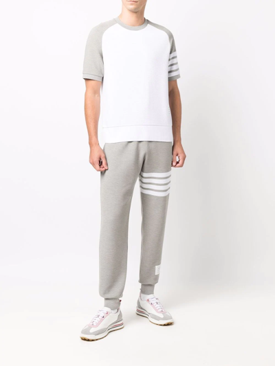 Shop Thom Browne Ottoman Rib 4-bar Stripe Track Pants In Grey