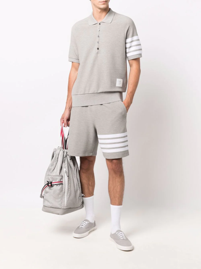 Thom Browne Ottoman Striped Track Shorts In Grey