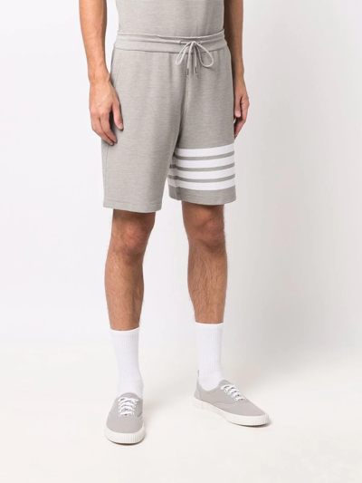 Thom Browne Ottoman Striped Track Shorts In Grey