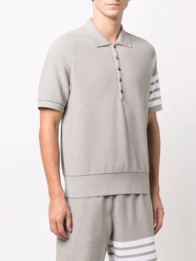 Thom Browne 4-bar Polo Shirt In Grey