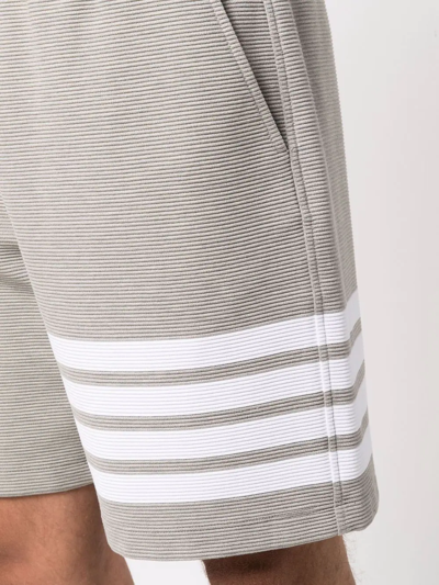 Thom Browne Ottoman Striped Track Shorts In Grey