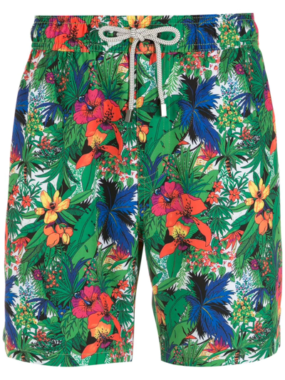 Shop Amir Slama Floral-print Swim Shorts In Green