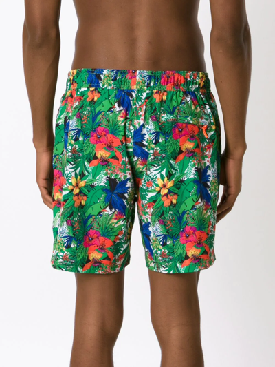 Shop Amir Slama Floral-print Swim Shorts In Green