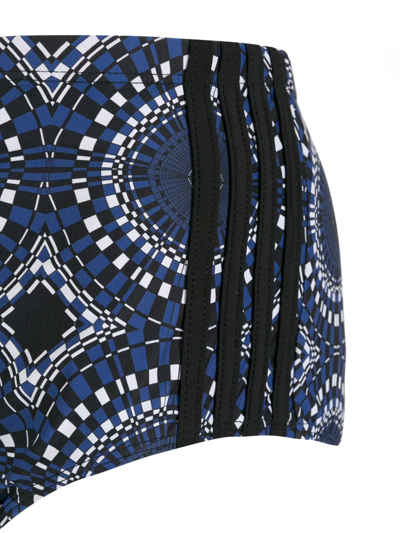 Shop Amir Slama Side-stripe Abstract Swimming Shorts In Blue