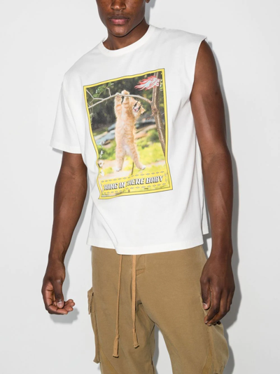 Shop Phipps Hang In There-print Organic Cotton T-shirt In Neutrals