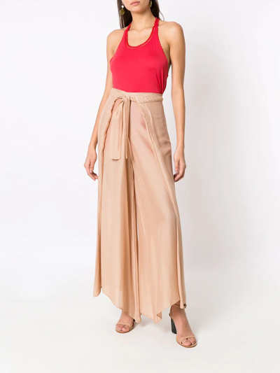 Shop Amir Slama Box-pleat Palazzo Pants In Neutrals