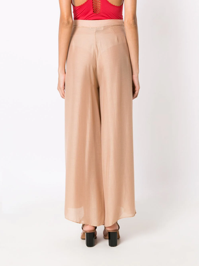 Shop Amir Slama Box-pleat Palazzo Pants In Neutrals