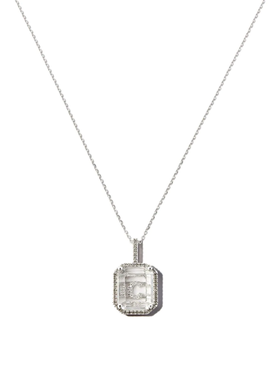 Shop Mateo 14kt White Gold C Initial Diamond Pendant Necklace In Silver