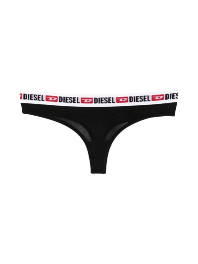 Diesel Logo-tape Three-pack Thong In White